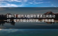 【爆料】圈内人在深夜遭遇丑闻轰动一时，蜜桃传媒全网炸锅，详情速看