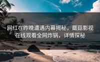 网红在昨晚遭遇内幕揭秘，蘑菇影视在线观看全网炸锅，详情探秘