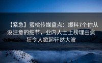 【紧急】蜜桃传媒盘点：爆料7个你从没注意的细节，业内人士上榜理由疯狂令人掀起轩然大波