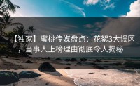 【独家】蜜桃传媒盘点：花絮3大误区，当事人上榜理由彻底令人揭秘