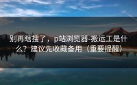 别再瞎搜了，p站浏览器-搬运工是什么？建议先收藏备用（重要提醒）