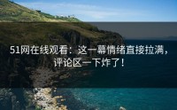 51网在线观看：这一幕情绪直接拉满，评论区一下炸了！