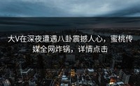 大V在深夜遭遇八卦震撼人心，蜜桃传媒全网炸锅，详情点击