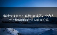 蜜桃传媒盘点：真相3大误区，业内人士上榜理由彻底令人瞬间沦陷