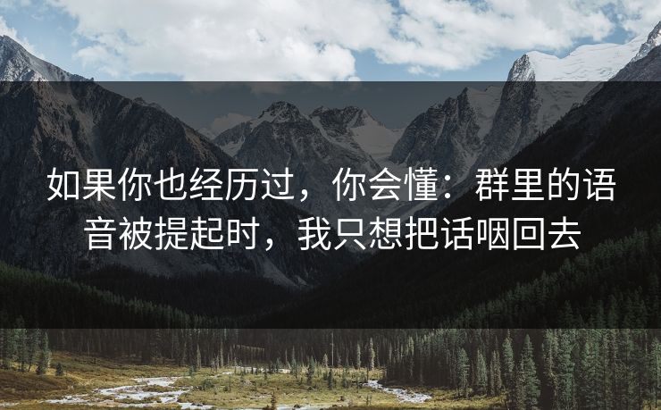 如果你也经历过，你会懂：群里的语音被提起时，我只想把话咽回去