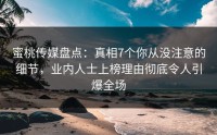 蜜桃传媒盘点：真相7个你从没注意的细节，业内人士上榜理由彻底令人引爆全场