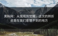 黑料网：从围观到觉醒，这次的转折点竟在我们意想不到的地方