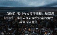 【爆料】蜜桃传媒深度揭秘：秘闻风波背后，神秘人在公司会议室的角色异常令人意外